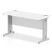 Impulse 1400 x 600mm Straight Desk White Top Silver Cable Managed Leg MI002277 17039DY