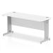 Impulse 1600 x 600mm Straight Desk White Top Silver Cable Managed Leg MI002278 17046DY