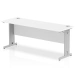 Impulse 1800 x 600mm Straight Desk White Top Silver Cable Managed Leg MI002279 17053DY