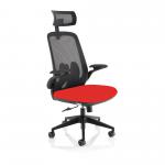 Sigma Exec Mesh Chair FoldArms Cherry