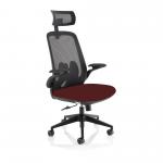 Sigma Executive Mesh Back Office Chair Bespoke Fabric Seat Ginseng Chilli With Folding Arms - KCUP2025 17072DY