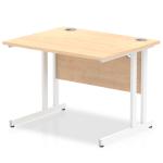 Impulse 1000 x 800mm Straight Desk Maple Top White Cantilever Leg MI002416 17095DY