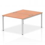 Impulse Back-to-Back 2 Person Bench Desk W1200 x D1600 x H730mm With Cable Ports Beech Finish Silver Frame - IB00100 17163DY