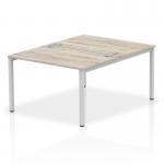 Impulse Back-to-Back 2 Person Bench Desk W1200 x D1600 x H730mm With Cable Ports Grey Oak Finish Silver Frame - IB00101 17170DY