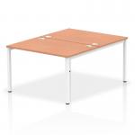 Impulse Back-to-Back 2 Person Bench Desk W1200 x D1600 x H730mm With Cable Ports Beech Finish White Frame - IB00106 17205DY