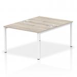 Impulse Back-to-Back 2 Person Bench Desk W1200 x D1600 x H730mm With Cable Ports Grey Oak Finish White Frame - IB00107 17212DY