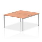 Impulse Back-to-Back 2 Person Bench Desk W1400 x D1600 x H730mm With Cable Ports Beech Finish Silver Frame - IB00112 17247DY