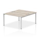 Impulse Back-to-Back 2 Person Bench Desk W1400 x D1600 x H730mm With Cable Ports Grey Oak Finish Silver Frame - IB00113 17254DY