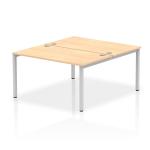 Impulse Back-to-Back 2 Person Bench Desk W1400 x D1600 x H730mm With Cable Ports Maple Finish Silver Frame - IB00114 17261DY