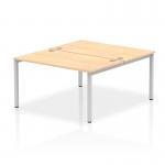 Impulse Back-to-Back 2 Person Bench Desk W1400 x D1600 x H730mm With Cable Ports Maple Finish Silver Frame - IB00114 17261DY