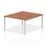 Impulse Back-to-Back 2 Person Bench Desk W1400 x D1600 x H730mm With Cable Ports Walnut Finish Silver Frame - IB00116 17275DY