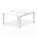 Impulse Back-to-Back 2 Person Bench Desk W1400 x D1600 x H730mm With Cable Ports White Finish Silver Frame - IB00117 17282DY