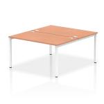 Impulse Back-to-Back 2 Person Bench Desk W1400 x D1600 x H730mm With Cable Ports Beech Finish White Frame - IB00118 17289DY
