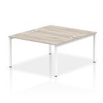 Impulse Back-to-Back 2 Person Bench Desk W1400 x D1600 x H730mm With Cable Ports Grey Oak Finish White Frame - IB00119 17296DY