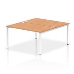 Impulse Back-to-Back 2 Person Bench Desk W1400 x D1600 x H730mm With Cable Ports Oak Finish White Frame - IB00121 17310DY