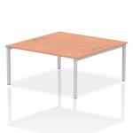 Impulse Back-to-Back 2 Person Bench Desk W1600 x D1600 x H730mm With Cable Ports Beech Finish Silver Frame - IB00124 17331DY