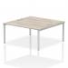 Impulse Back-to-Back 2 Person Bench Desk W1600 x D1600 x H730mm With Cable Ports Grey Oak Finish Silver Frame - IB00125 17338DY