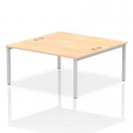 Impulse Back-to-Back 2 Person Bench Desk W1600 x D1600 x H730mm With Cable Ports Maple Finish Silver Frame - IB00126 17345DY