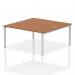 Impulse Back-to-Back 2 Person Bench Desk W1600 x D1600 x H730mm With Cable Ports Walnut Finish Silver Frame - IB00128 17359DY