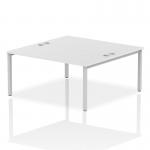 Impulse Back-to-Back 2 Person Bench Desk W1600 x D1600 x H730mm With Cable Ports White Finish Silver Frame - IB00129 17366DY