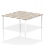 Impulse Back-to-Back 2 Person Bench Desk W1600 x D1600 x H730mm With Cable Ports Grey Oak Finish White Frame - IB00131 17380DY