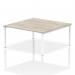 Impulse Back-to-Back 2 Person Bench Desk W1600 x D1600 x H730mm With Cable Ports Grey Oak Finish White Frame - IB00131 17380DY