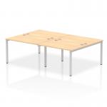 Impulse Back-to-Back 4 Person Bench Desk W1200 x D1600 x H730mm With Cable Ports Maple Finish Silver Frame - IB00138 17429DY