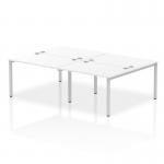 Impulse Back-to-Back 4 Person Bench Desk W1200 x D1600 x H730mm With Cable Ports White Finish Silver Frame - IB00141 17450DY