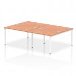 Impulse Back-to-Back 4 Person Bench Desk W1200 x D1600 x H730mm With Cable Ports Beech Finish White Frame - IB00142 17457DY