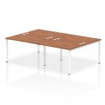 Impulse Back-to-Back 4 Person Bench Desk W1200 x D1600 x H730mm With Cable Ports Walnut Finish White Frame - IB00146 17485DY