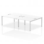 Impulse Back-to-Back 4 Person Bench Desk W1400 x D1600 x H730mm With Cable Ports White Finish Silver Frame - IB00153 17534DY