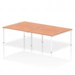 Impulse Back-to-Back 4 Person Bench Desk W1400 x D1600 x H730mm With Cable Ports Beech Finish White Frame - IB00154 17541DY