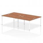 Impulse Back-to-Back 4 Person Bench Desk W1400 x D1600 x H730mm With Cable Ports Walnut Finish White Frame - IB00158 17569DY