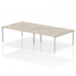 Impulse Back-to-Back 4 Person Bench Desk W1600 x D1600 x H730mm With Cable Ports Grey Oak Finish Silver Frame - IB00161 17590DY