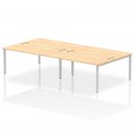 Impulse Back-to-Back 4 Person Bench Desk W1600 x D1600 x H730mm With Cable Ports Maple Finish Silver Frame - IB00162 17597DY