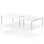 Impulse Back-to-Back 4 Person Bench Desk W1600 x D1600 x H730mm With Cable Ports White Finish Silver Frame - IB00165 17618DY