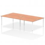 Impulse Back-to-Back 4 Person Bench Desk W1600 x D1600 x H730mm With Cable Ports Beech Finish White Frame - IB00166 17625DY