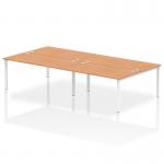 Impulse Back-to-Back 4 Person Bench Desk W1600 x D1600 x H730mm With Cable Ports Oak Finish White Frame - IB00169 17646DY