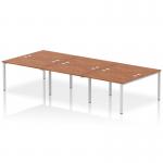 Impulse Back-to-Back 6 Person Bench Desk W1200 x D1600 x H730mm With Cable Ports Walnut Finish Silver Frame - IB00176 17695DY