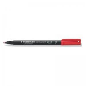Staedtler Lumocolor OHP Pen Permanent Fine 0.6mm Line Red Pack 10