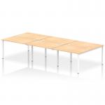 Impulse Back-to-Back 6 Person Bench Desk W1200 x D1600 x H730mm With Cable Ports Maple Finish White Frame - IB00180 17723DY