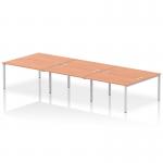 Impulse Back-to-Back 6 Person Bench Desk W1400 x D1600 x H730mm With Cable Ports Beech Finish Silver Frame - IB00184 17751DY