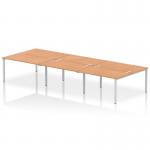 Impulse Back-to-Back 6 Person Bench Desk W1400 x D1600 x H730mm With Cable Ports Oak Finish Silver Frame - IB00187 17772DY