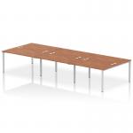 Impulse Back-to-Back 6 Person Bench Desk W1400 x D1600 x H730mm With Cable Ports Walnut Finish Silver Frame - IB00188 17779DY