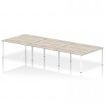 Impulse Back-to-Back 6 Person Bench Desk W1400 x D1600 x H730mm With Cable Ports Grey Oak Finish White Frame - IB00191 17800DY