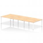 Impulse Back-to-Back 6 Person Bench Desk W1400 x D1600 x H730mm With Cable Ports Maple Finish White Frame - IB00192 17807DY