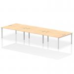 Impulse Back-to-Back 6 Person Bench Desk W1600 x D1600 x H730mm With Cable Ports Maple Finish Silver Frame - IB00198 17849DY