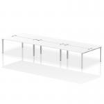 Impulse Back-to-Back 6 Person Bench Desk W1600 x D1600 x H730mm With Cable Ports White Finish Silver Frame - IB00201 17870DY