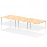 Impulse Back-to-Back 6 Person Bench Desk W1600 x D1600 x H730mm With Cable Ports Maple Finish White Frame - IB00204 17891DY