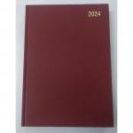 ValueX Diary A4 Day Per Page 2024 Burgundy - BUSA41 Burg 17998SY